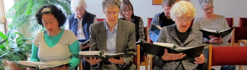 Sisters and guests gathered in prayer in the oratory.